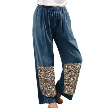 Naiste Püksid Leopard printida segast stiilne lahe Lai Jalg Suvel Lahti Keskelt Talje Dekoratiivne Vöö, Püksid Suve Püksid 2021