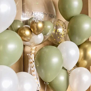 1Set Õhupallid Eukalüpt, Pearl White Gold Konfetit Õhupalli Pulm Baby Shower Oliivi Roheline Sünnipäeva Teenetemärkide