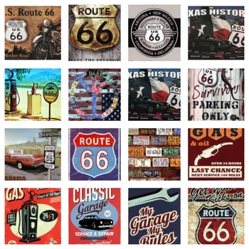 US Route 66 Metallist Märk, bensiinijaam Märk Aia Kaunistamiseks Tööstus-Decor Baar Mees Koobas Seina Kleebised Decor Dekoratiivsed Plakatid