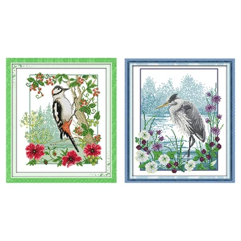 Cross Stitch Kit Embroidery Needlework Osprey and Woodpecker Stamped 11CT 14CT Printed Counted Patterns Crafts Home Decor Thread