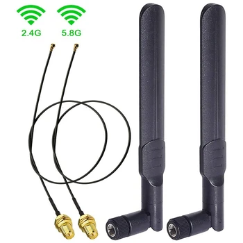 Dual Band WiFi 2,4 GHz, 5 ghz 5.8 GHz 8DBi RP-SMA Isane Antenni ja 20cm 8 Tolline U. FL MHF4, et RP-SMA Female Pats Cable 2-Pack