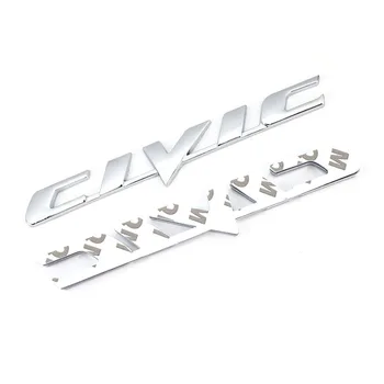 Honda Civic 3D Metallist Kroomitud Auto Kleebis, Logo Embleem Kleebised Tagumine Saba Pagasiruumi Kiri Logo Kaunistamiseks Auto Stiil Tarvikud