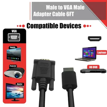 HDMI-ühilduvate VGA Kaabel Converter HDTV ARVUTI Desktop Järelevalve Sülearvuti 4K Video kõrglahutusega Adapter Kaabel-0,5 m