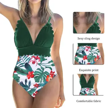 Ühes Tükis Ujumistrikoo Naiste trikoo Vann Beach Naine Võib Bohe Supelrõivad Naiste Ujumistrikood 2021 Leaf Bodysuit XXL