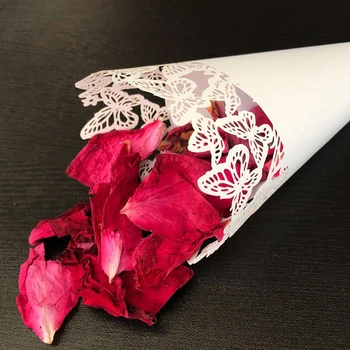 50tk/pack Lace Lilled Paberi Lehe Kristalliseerunud Torbikud Omanik DIY Pulm Konfetit Paber Cup Pool Dekoratiivsed Acce Tarvikud