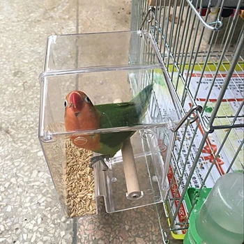 AGN 1TK Läbipaistev akrüül lind papagoi investor rippuvad söötmise salv kasti papagoi ahven puuri söötmine vahend lindude tarvikud