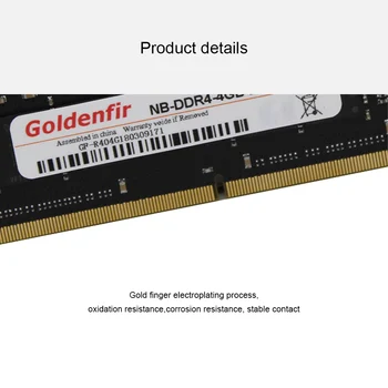 Goldenfir DDR4 Mälu RAM 4GB/8GB/16GB 2133MHz/DIMM 400MHz Sülearvuti Mälu Baar 284Pin Emaplaadi Mälu Sülearvuti