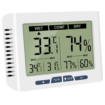 OOTDTY Suur Ekraan, Digitaalne Termomeeter Hygrometer Max Min Temperatuur Niiskus Monitor Majapidamises Kasvuhoone Kodus Kasutamiseks