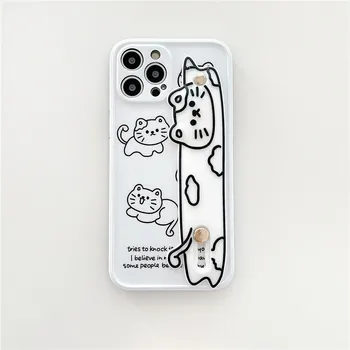 Cartoon Vibu Kass Silikoonist Pehme IMD Telefon Case For iPhone 12 11 PRO MAX XS X-XR 7 8PLUS Randmepaela Kett Sügisel-anti Katab Kest
