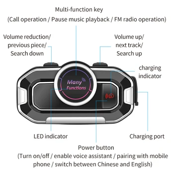 Bluetooth-5.0 Kiivri Peakomplekti Mootorratta Kiivri Kõrvaklappide Stereo Pleier Kõrvaklapid Veekindel Multifunktsionaalne FM, Peakomplekt