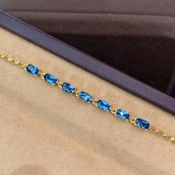 KJJEAXCMY trahvi ehteid 925 sterling hõbe inkrusteeritud loomulik Londoni Sinine Topaas tüdruk elegantne lihtne pärl käevõru toetada avastamine