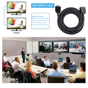 VGA-SVGA HD15 Male to Male Video Koaksiaal Monitori Kaabel ferriitsüdamikud ARVUTI Sülearvuti Projektoriga HDTV
