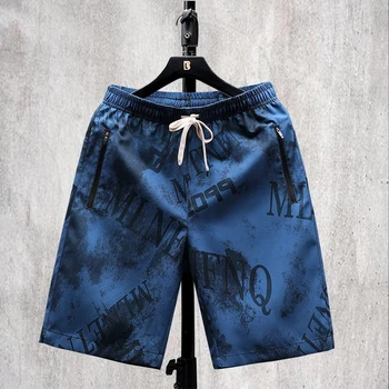 Suvine Meeste Kamuflaaž kirja sport lühikesed püksid elastsus kiire kuiv suur suurus 6XL 7XL vabaaja õhuke cool rula lühikesed püksid, sinine 56 58