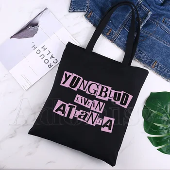 Yungblud Disain Õla Lõuend Kotid Suure Mahutavusega College Harajuku Käekott Naiste Kott Shopping Bag Must