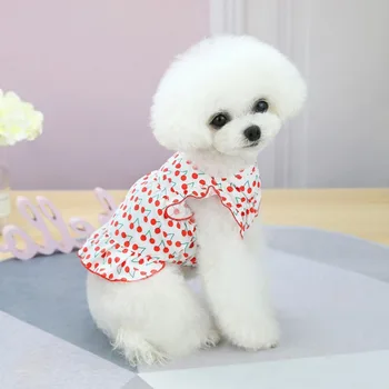 Koera Riided Kleidid Suvel Lemmiklooma Koera Kleit Kirss Decor Printsess Rõivad Yorkshire Väikesed Koerad Seelik Kass Riided