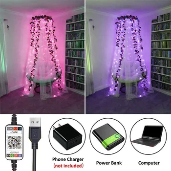 LED String Tuled USB-Bluetooth-Light String Mobiiltelefoni APP vasktraat Lamp Kaugjuhtimispuldi jõulupidu Dekoratsioon Kerge