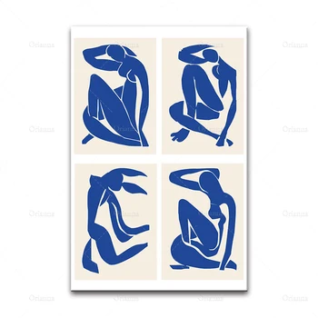 Referaat Henri Matisse Plakatid Nägu Line Siluett Õie Beež Seina Art Lõuend Maali Printimine Elutuba Home Decor