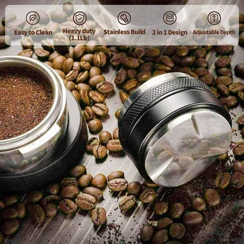 Espresso Tamper,Dual Pool Kohvi Edasimüüja Tamper jaoks 58MM Breville Portafilter,Reguleeritav Leveler Kohvi Tamper