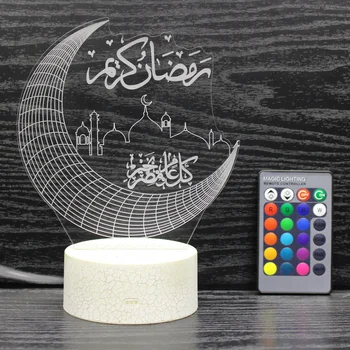 Creative 3D Illusioon Plaat Laua Lamp Kaugjuhtimispuldi Öösel Tuled Desktop LED Ramadan Teenetemärgi Valgus Home Decor