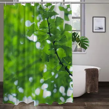Tint Maali Bambusest Dušš Kardinad Kevadel Taim Maastik Roheline Leht Vannituba Decor Riie Kardina Komplekt Aed Seina Kaunistamiseks