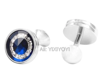YIXIYOYI Kõrge Kvaliteediga Sinine Ring Crystal Cufflink Mehed