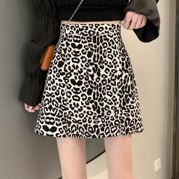Zoki Seksikas Leopard Printida Naiste Mini Seelik Suvel Kõrge Vöökoht Tõmblukk Joon Daamid Seelikud Korea Fashion Venitatud Naiste Seelikud