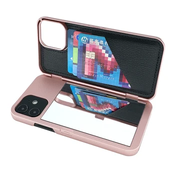 Kaardi Pesa Rahakott Make Up Peegel tagakaas Flip Case for iPhone Mini 12 12 SE2 XS Max XR X 6 6S 7 8 Plus 11 12 Pro Max