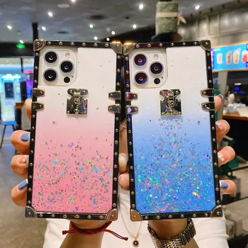 Luksus Glitter Bling Square Telefon Case For Samsung Galaxy Note 20 S21 S30 S20 Ultra Plus S20FE A50 Lisa 9 8 S10E S9 S8 LITE