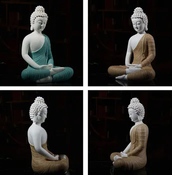 HEA Hulgi-Budistliku asjade # kodu pere Õnnistagu Ohutu õnne Buddha -Kagu-Aasia Istub Buddha portselan, kunst, skulptuur