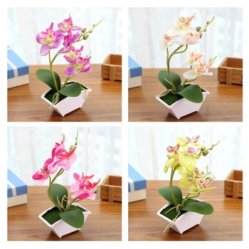 Kunstlik Orhidee Bonsai Vintage Võltsitud Lille Vars Kokkulepe Kimp Tabletop Siseruumides Väljas Office Pulmapidu Kingitus Decor
