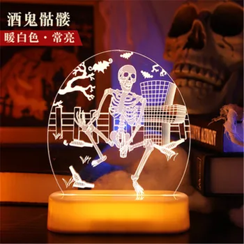 3D Vaimu Nägu Skelett Happy Halloween Öö Valgustus Halloween Decor Hirmutav Kummitus Laua Lambi Tont Kõrvits Kerge