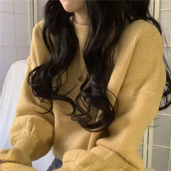 Lahti Põletatud Varrukad Laisk Tuul Kootud Pullover Naiste Stiilne Outwear Sügis-Talv Elegantne Naiste Kampsunid Korea Tahke