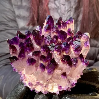 New Find purpl Phantom Quartz Crystal Cluster Mineral Specimen Healing