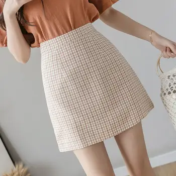 Korean Plaid Skirt Women 2021 Spring Summer Sweet Kawaii Student Chic Short Sexy Mini Skirts Female Clothes Jupe Femme Y42