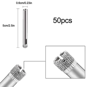 50tk Teemant Kaetud Drill Bit Set 6mm Diamond Otstega Hole Saw Kivi, Klaas, Keraamika, Portselan, Marmor