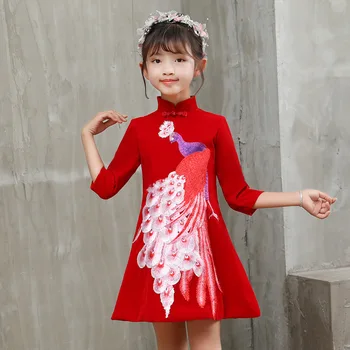 Armas Lille Tüdrukute Kleidid lapsed Tiki Cheongsam Kleidid Tüdrukutele Beebi Elegantne Riided Traditsioonilise Hiina Uue Aasta Riided