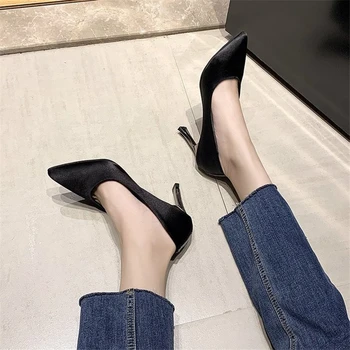 Naiste kingad sügisel 2021 uus seksikas etikett töö kingad stiletto pikad madalas suu ühe kingad lihtne kõrged kontsad