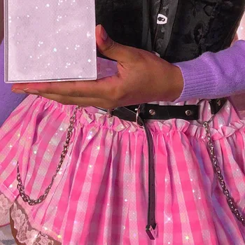 Jaapani Harajuku Stiili Tüdrukute Armas Ruuduline Kõrge Vöökoht Plisseeritud Seelikud Gooti Magus Lolita Kook Mini Seelikud Pall Kleit Roosa Uisutaja
