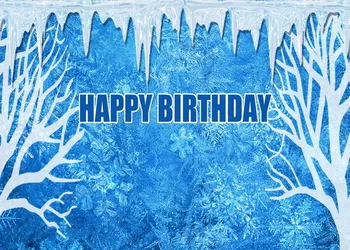 Palju õnne Sünnipäevaks Sinine Külmutatud Taustaks Fotograafia Jää Lumi Külmutada Princess Tüdruk Sünnipäeva Fotostuudio Taust Vinüül