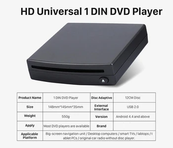 1 Din Universal Väline Android Auto GPS Navigatsiooni Multimeedia Mängija, Auto DVD ja CD Mängija koos USB-Ühendus