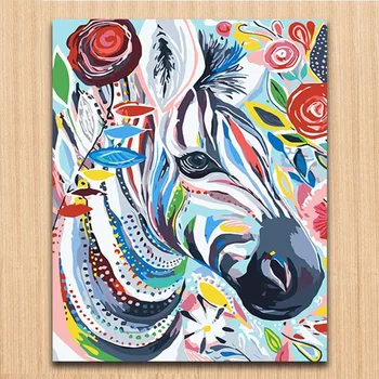 Diy värvide numbrid Akvarell loomade värvilisi pilte, värvaineid, maalid, joonistused koos komplektid, lõuend raamitud