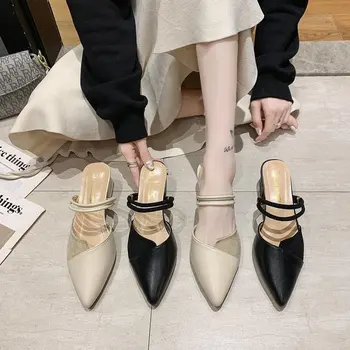 2021 kevadel ja suvel uue korea stiilis pikad varba Baotou poole lohistage kahe kanda madala kontsaga sussid korter sandaalid naiste kingad