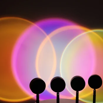 USB Päikeseloojangut Projektori Lamp Led Night Light Vikerkaar Atmosfääri Tabel Lamp Kodu Magamistuba Coffe shop Taust Seina Kaunistamiseks