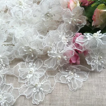 3D Lill Pärlitega Pitsi Kaunistustega DIY Pulm Kleit Decor Plaastrid Riide Õmblus Käsitöö