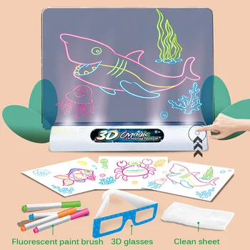 Laste Päevavalgus Drawing Pad 3D Magic Drawing Pad Helendav Puzzle Magic Graffiti Writing Pad Värviline Joonistus Doodle Juhatus