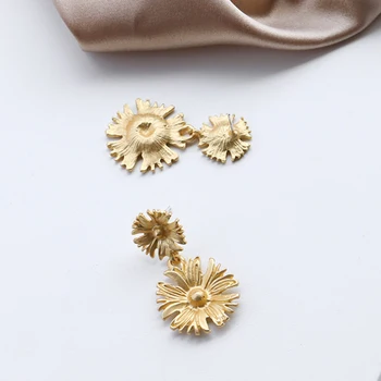 S925 Post Korea Päevalille Disain Originaal Prantsuse Luksus Barokk Palace Flower Super Haldjas Metallist Kõrvarõngad
