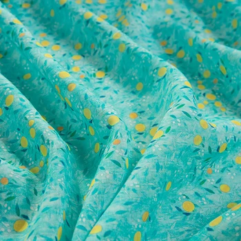 Kõrge kvaliteediga Tencel ramjee kangas, Kollane puu-trükkimine tissu Kõrge hinne kleit Rüü cheongsam õmblemine