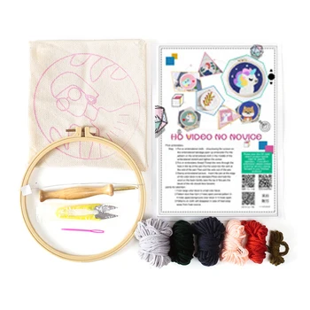 Punch Needle Starter Kit käsiraamat Algajale Lapsed Täiskasvanud Vaipa Kinnihakkamine Tikandid 8