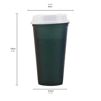 5 TK/Set 473ml Plastikust Korduvkasutatavad Värviga Külma Veega Tassi Kohvi Koos Kaanega Leibkonna Drinkware Köök Tooteid