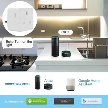 Smart Pistik Wifi Smart Pesa Tuya Smart Elu App UK Plug Telefon Ajastus Pistikupessa Lülitage Kaugjuhtimispult Alexa Google Home Mini IFTTT